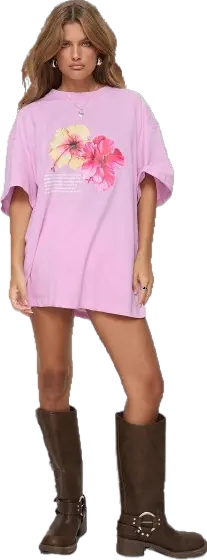 HIBISCUS HAVEN OVERSIZED TEE PINK