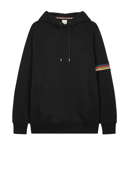 Black 'Signature Stripe' Trim Hoodie