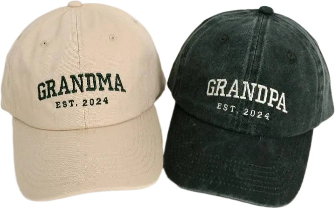 Custom Embroidered Hat, Personalized Date, Vintage Baseball Hat, Gift For New Grandma Grandpa, Pregnancy Announcement, Mothers d