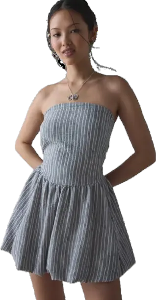 Kimchi Blue Coastal Stripe Strapless Open-Back Bubble Romper
