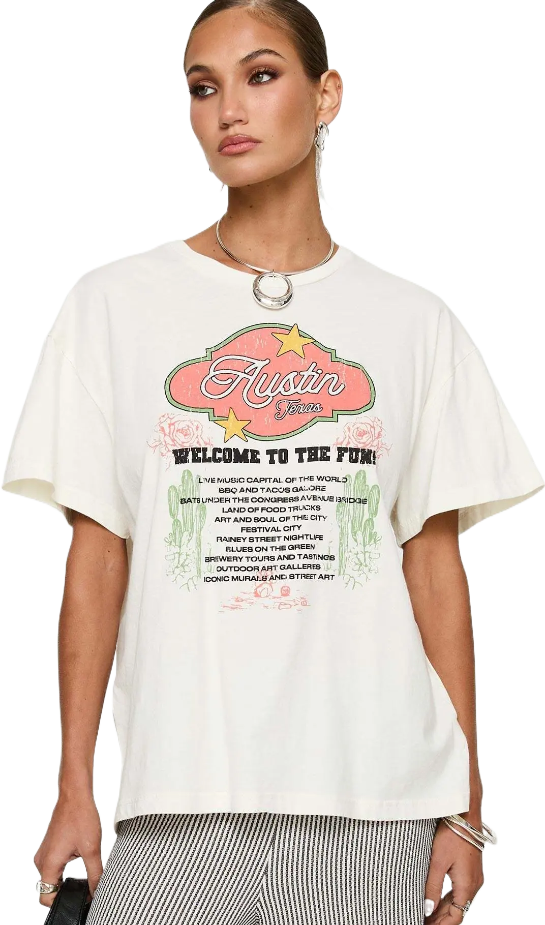 Country festival oversized tee white